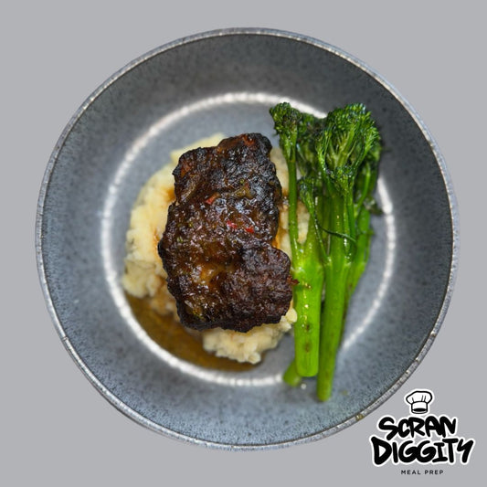 Meal 2 - Hot honey Cod, herby mash, tenderstem.
